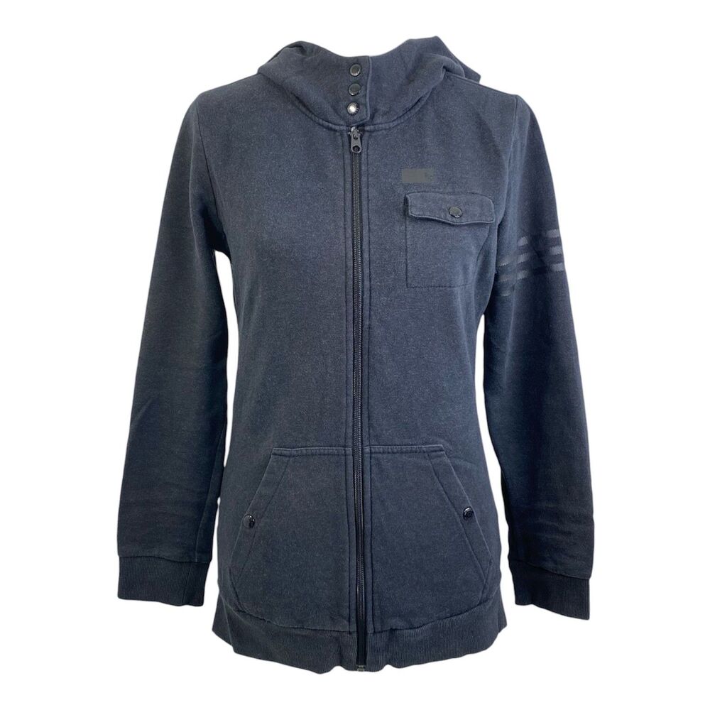 Adidas Originals Hoodie Womens Medium Charcoal Gray Full Zip Athletic Outdoor